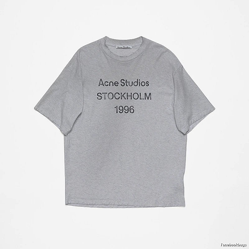 Acne Studios 2090-80 Gray Style Ac908026 Stockholm Logo T-Shirt Streetwear Look