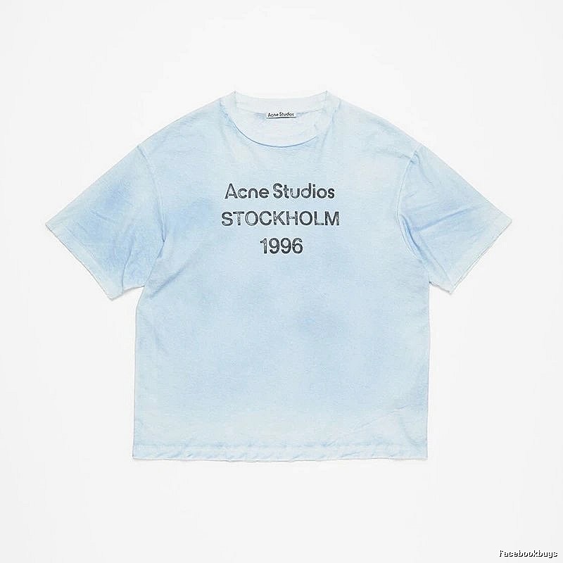 Acne Studios 2090-80 Light Blue Style Ac908046 Stockholm Logo T-Shirt Gift Ready