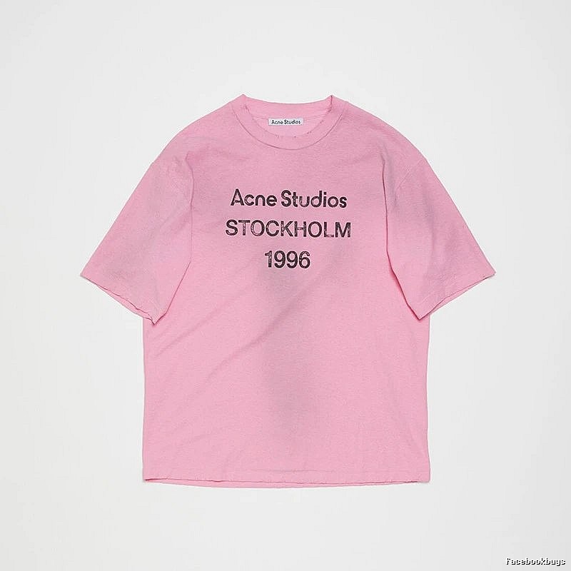 Acne Studios 2090-80 Pink Red Style Ac908026 Stockholm Logo T-Shirt Weekend Wear