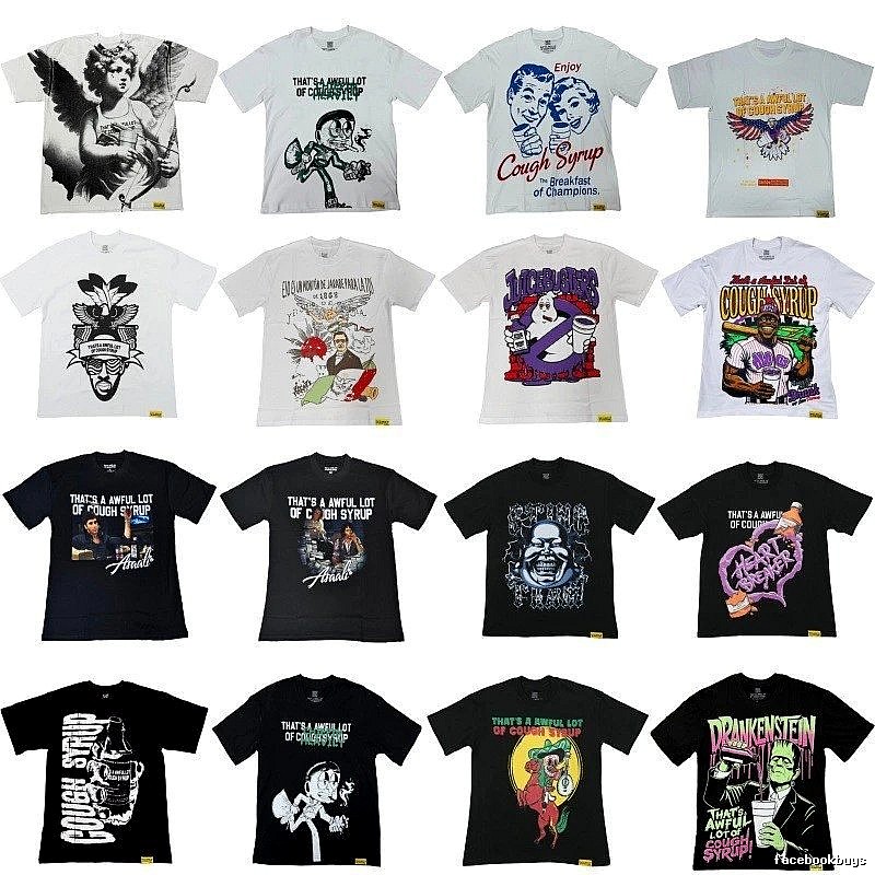 ALOCS Printed American Street Style Multi-color Short-sleeve T-shirt