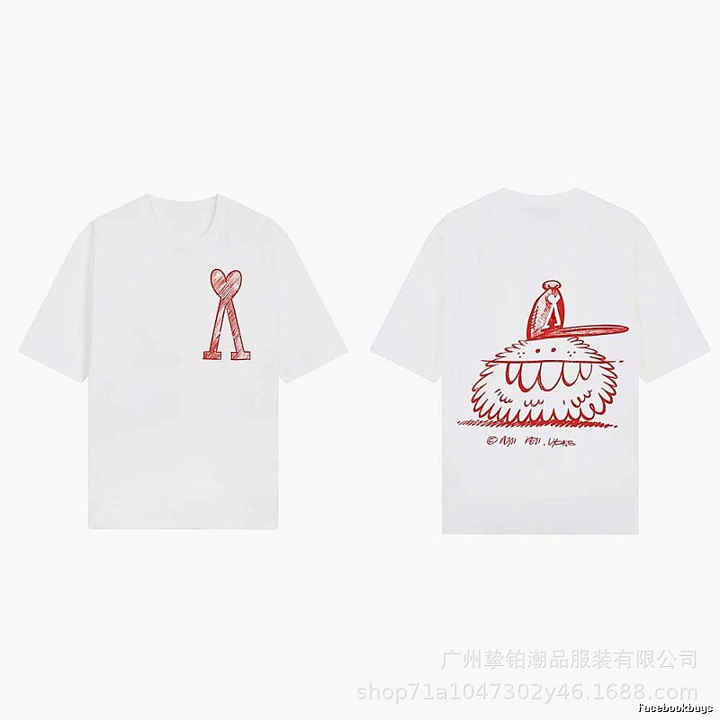 AMI cartoon printed white T-shirt