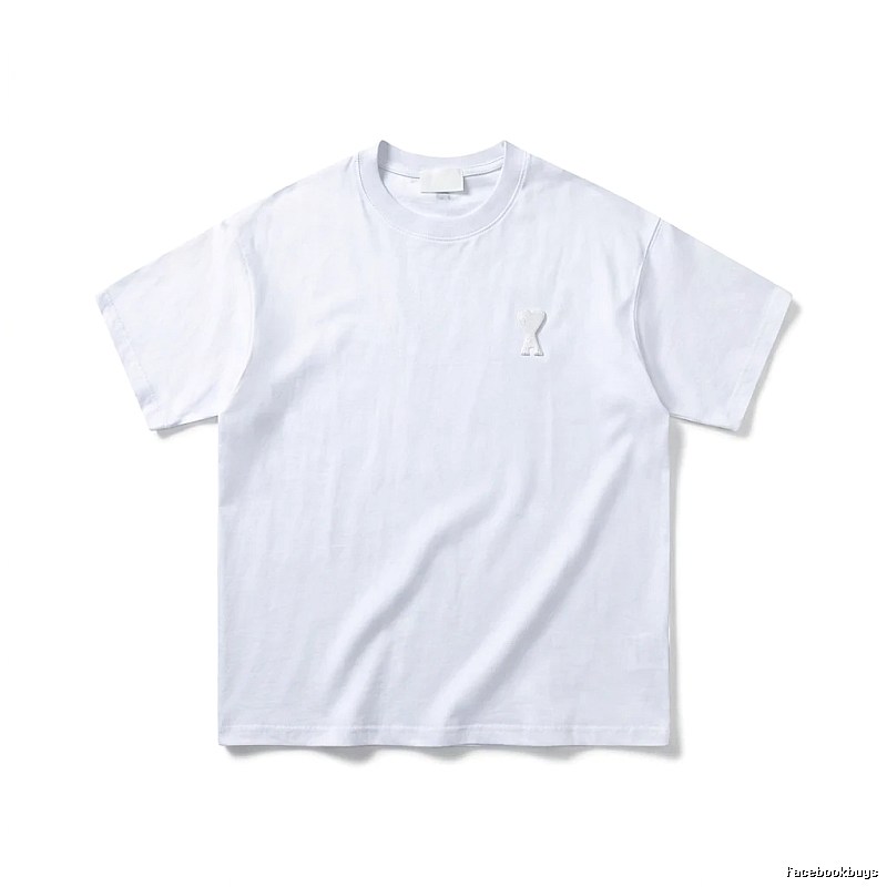 AMI Embroidered Minimalist Style White T-shirt