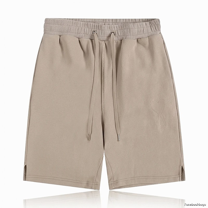 AMI Embroidered Trendy Brand Khaki Shorts
