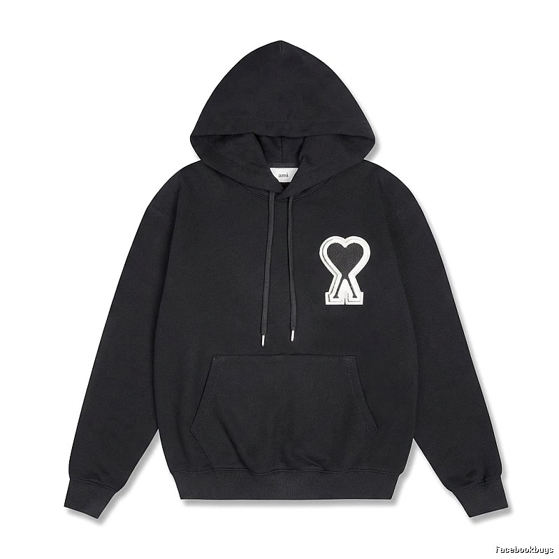AMI Heart-shaped Pattern Black Hoodie