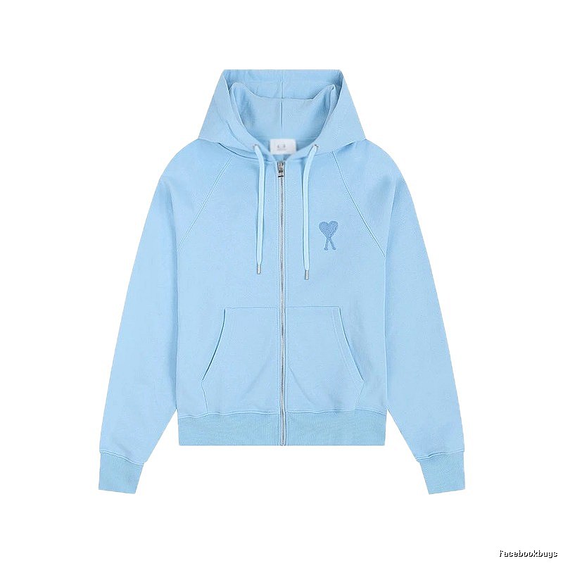 AMI Love Embroidery Light Blue Hoodie
