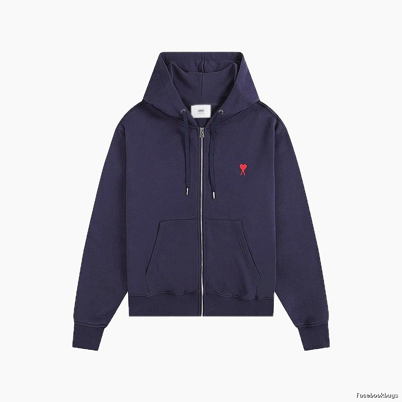 AMI Love Embroidery Style Dark Blue Hoodie