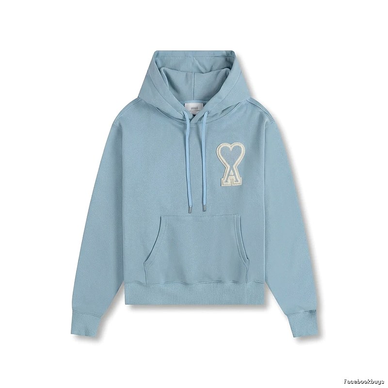 AMI Love Heart Pattern Light Blue Hoodie