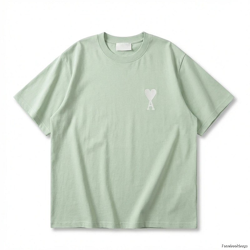 AMI Love Series Simple Style Light Green T-shirt