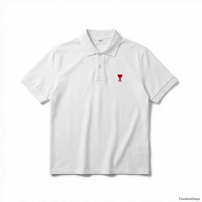 AMI Love Simple White Polo Shirt