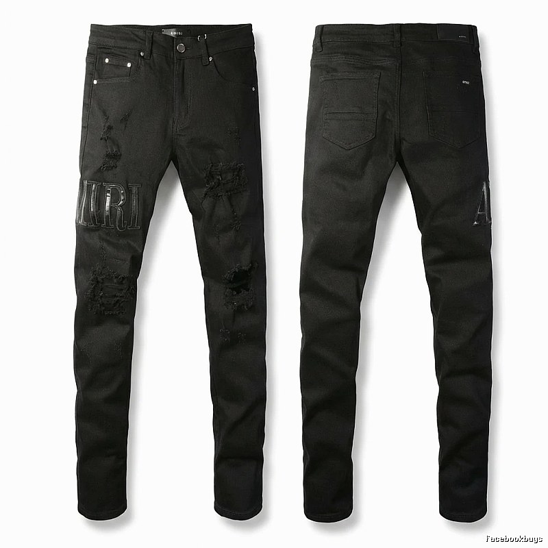 AMI Ripped Trendy Cool Black Jeans