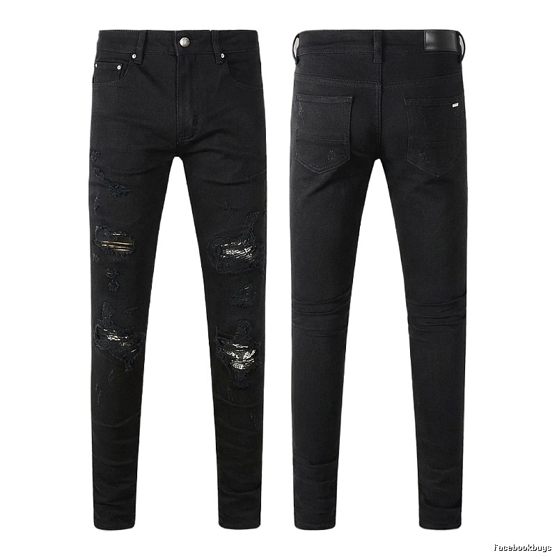 AMI Ripped Trendy Cool Black Jeans