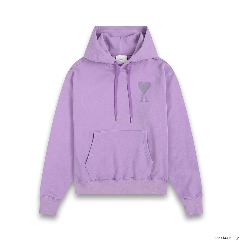 AMI series minimalist style purple hoodie