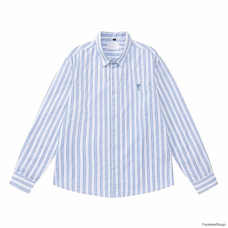 AMI Stripe Simple Blue Shirt