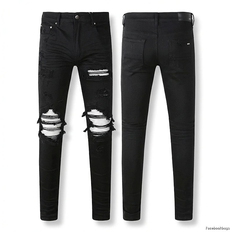 AMI trendy brand black jeans with holes