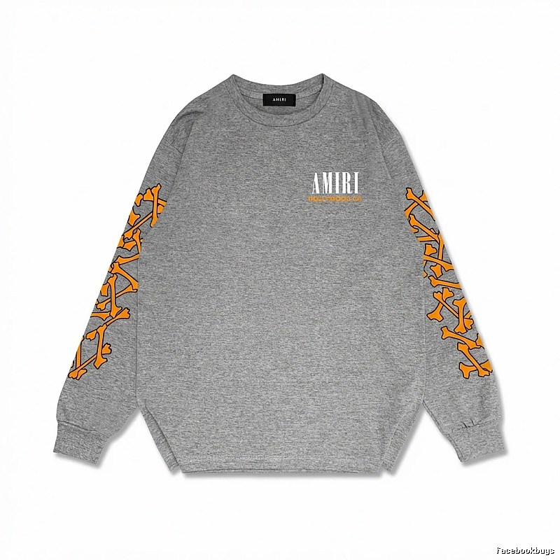 AMIRI Grey and Orange Trendy and Cool Sweatshirt