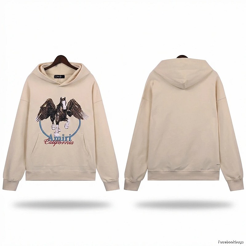 AMIRI Pegasus Series Casual Style Off-White Sweatshirt