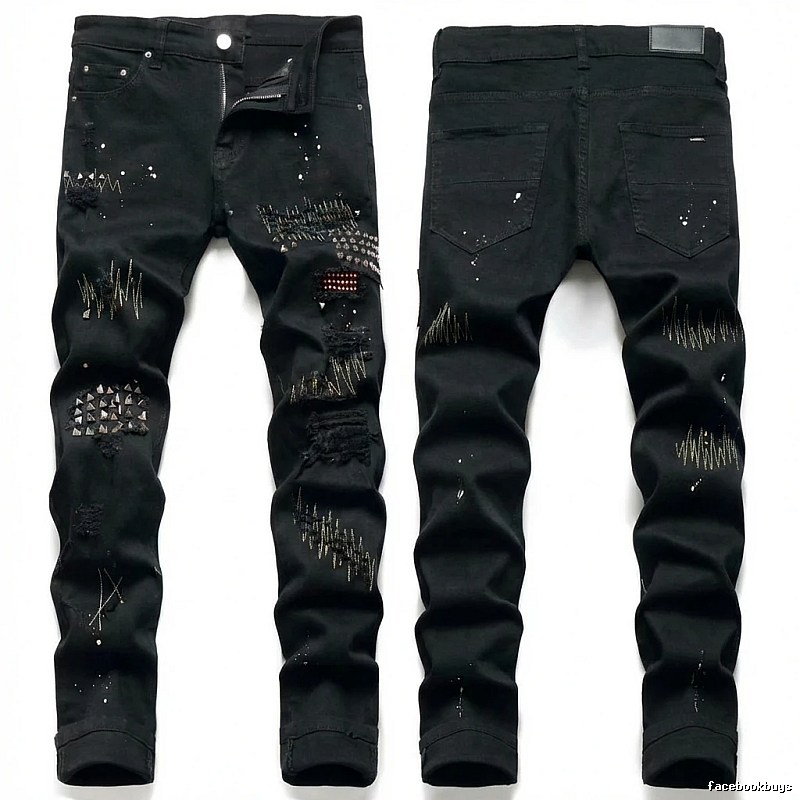 AMIRI Ripped Trendy Black Pants