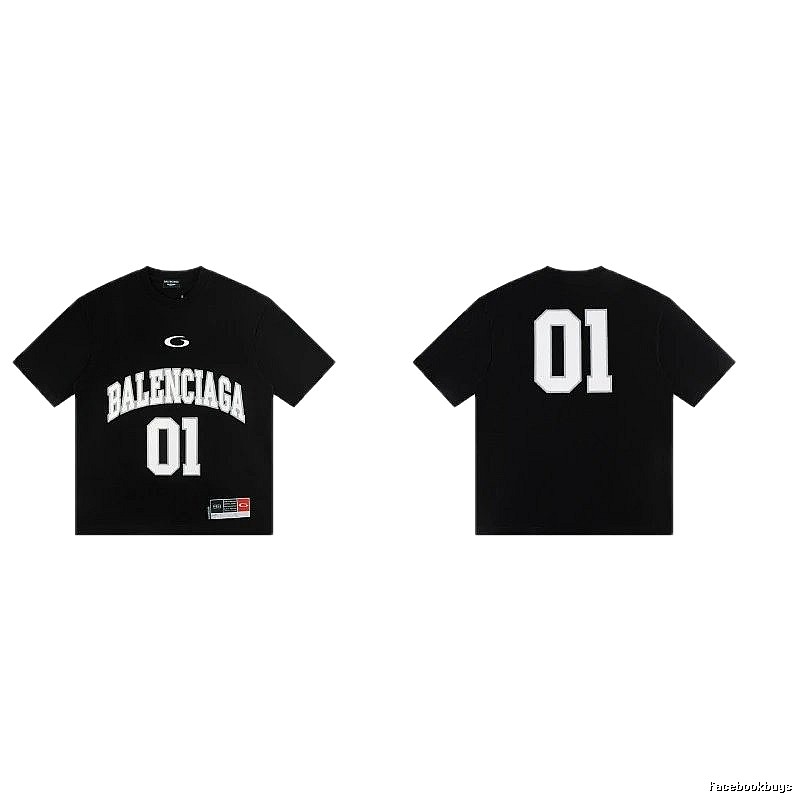 Balenciaga 01 Printed Street Style Black T-shirt