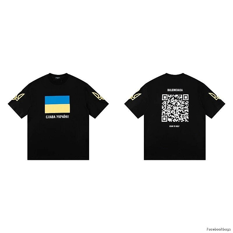 Balenciaga Charity Print Trendy Style Black Short-sleeve T-Shirt