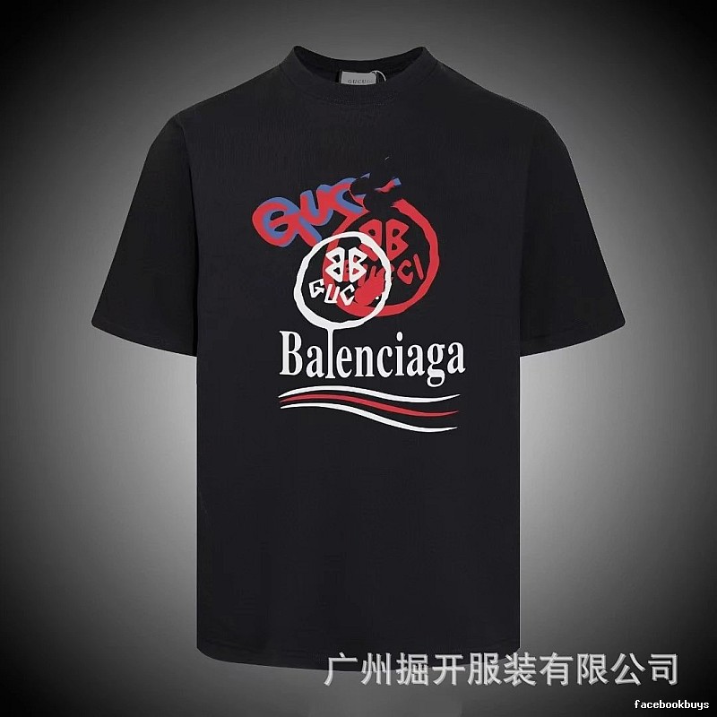 Balenciaga Co-branded Graffiti-style Black T-shirt