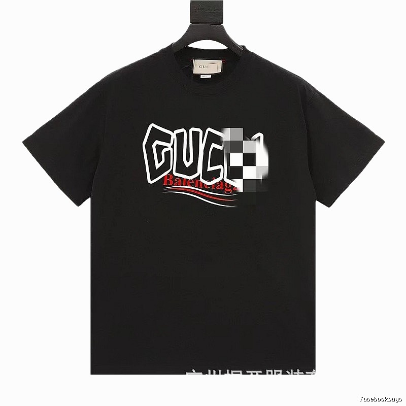 Balenciaga Co-branded Graffiti-style Black T-shirt