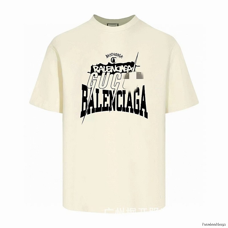 Balenciaga Co-branded Printed Street-style Off-white T-shirt