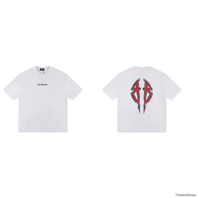 Balenciaga Double B Graffiti Street Style White T-Shirt