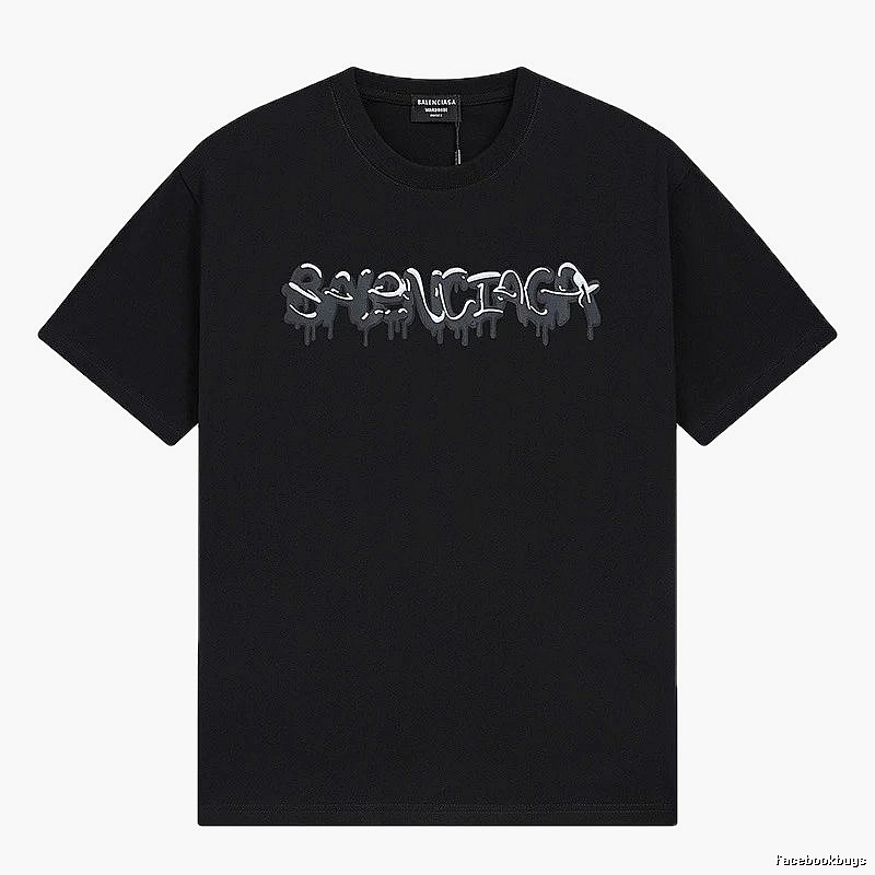 Balenciaga Graffiti Street Style Black Short Sleeve T-shirt