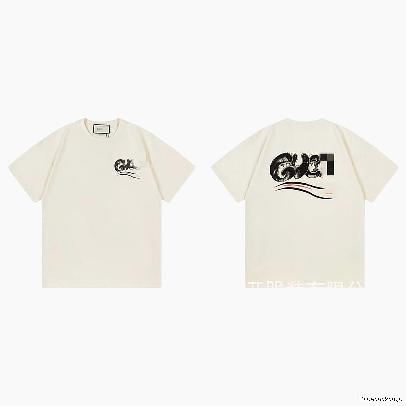 Balenciaga Graffiti Street Style Off-White Short-Sleeve T-Shirt