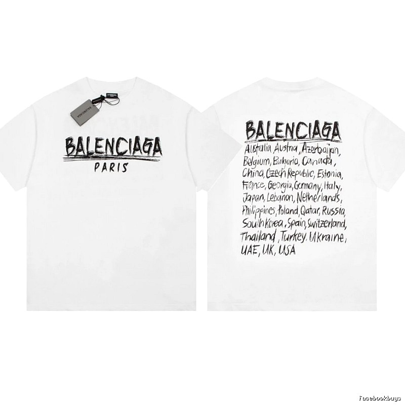 Balenciaga Graffiti Street Style White Short Sleeve T-Shirt