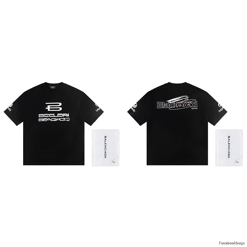 Balenciaga Printed Street Style Black T-shirt
