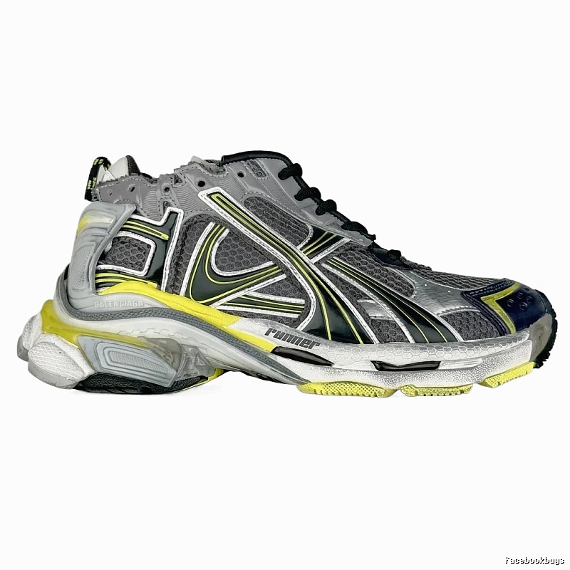 Balenciaga retro-style gray-yellow sports shoes