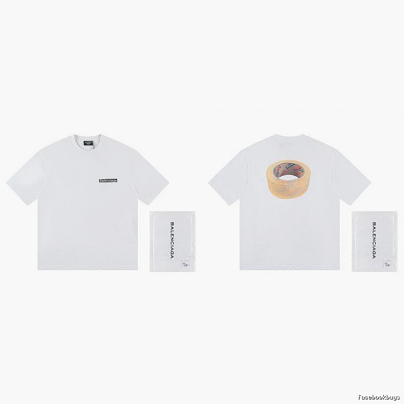 Balenciaga Tape Print Streetwear White T-Shirt