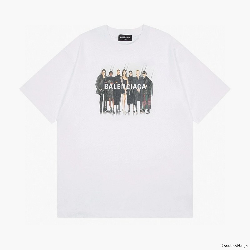Balenciaga Trendy and Cool Style Portrait Print White T-shirt