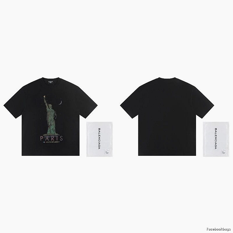 Balenciaga Vintage Style Statue of Liberty Black T-Shirt