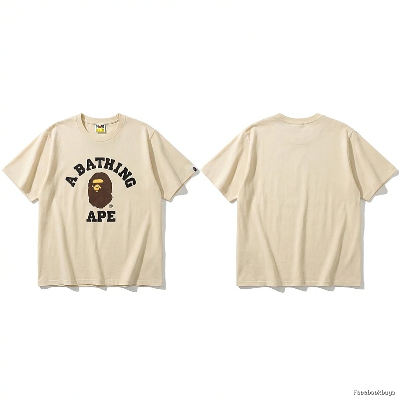 Bape Ape Head Minimalist Style Beige T-shirt