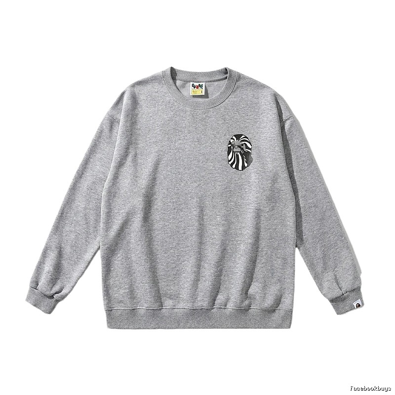 Bape Ape Head Minimalist Style Grey Sweatshirt