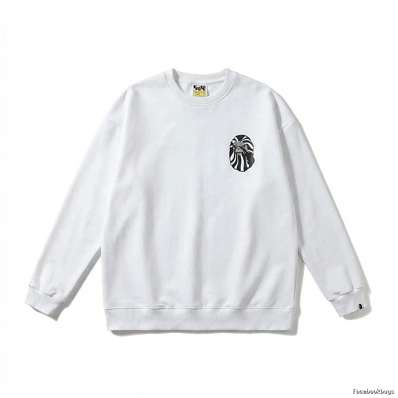 Bape Ape Head Minimalist Style White Sweatshirt