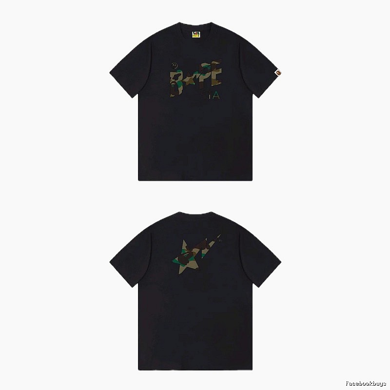 Bape camouflage style black T-shirt