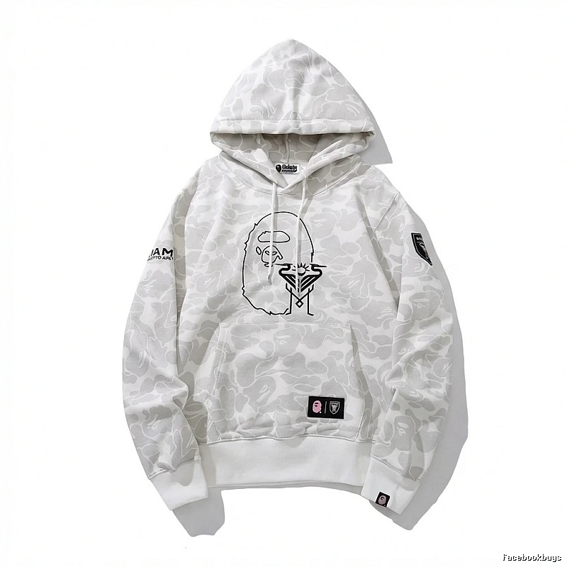 Bape camouflage style white hoodie