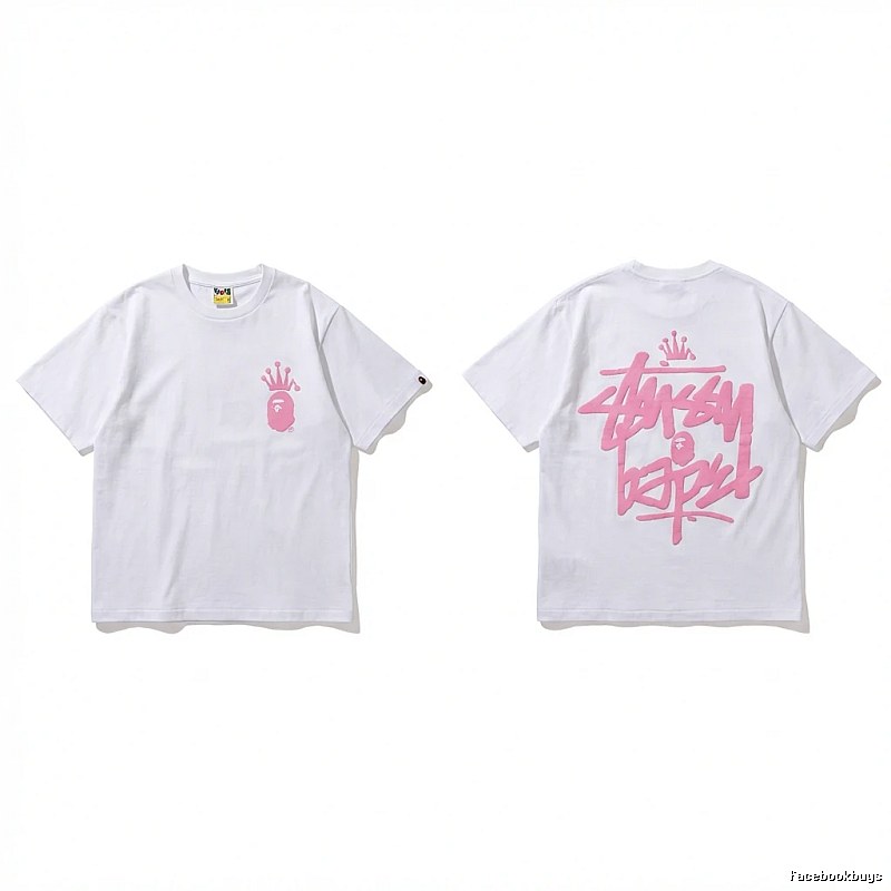 Bape Crown Graffiti Style White T-shirt
