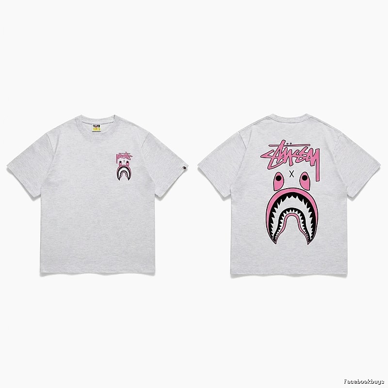 Bape Shark Co-branded Light Grey T-shirt