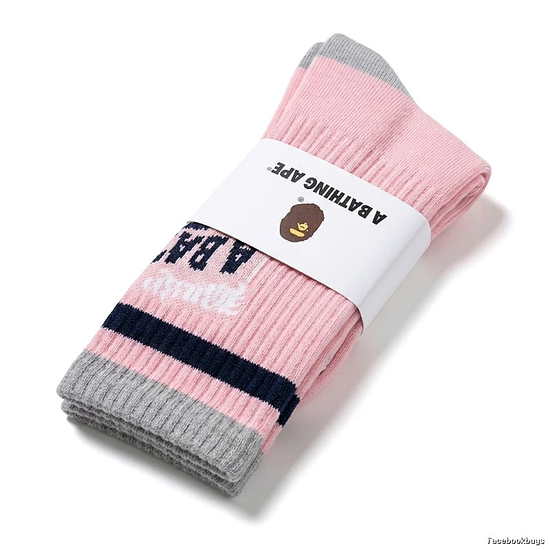 Bape Stripe Trendy and Cool Style Pink Socks
