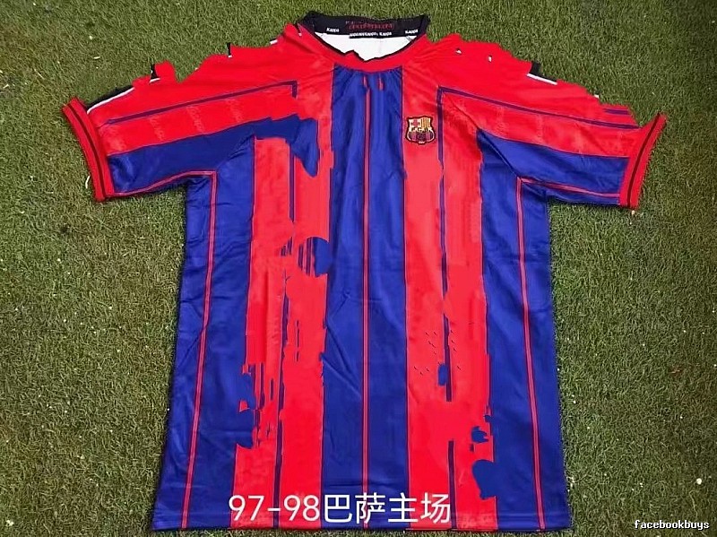 Barcelona Monogram Retro soccer jersey Blue Red Barcelona for Casual Outfits