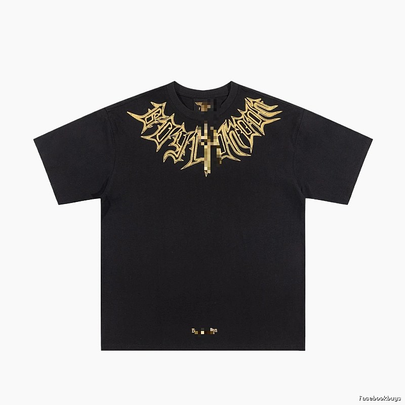 BOY Gold-foiled Gothic Edgy & Trendy Black Short-sleeve T-Shirt