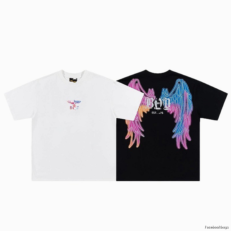 BOY Wing Print Street Style Gradient Short-sleeve T-shirt