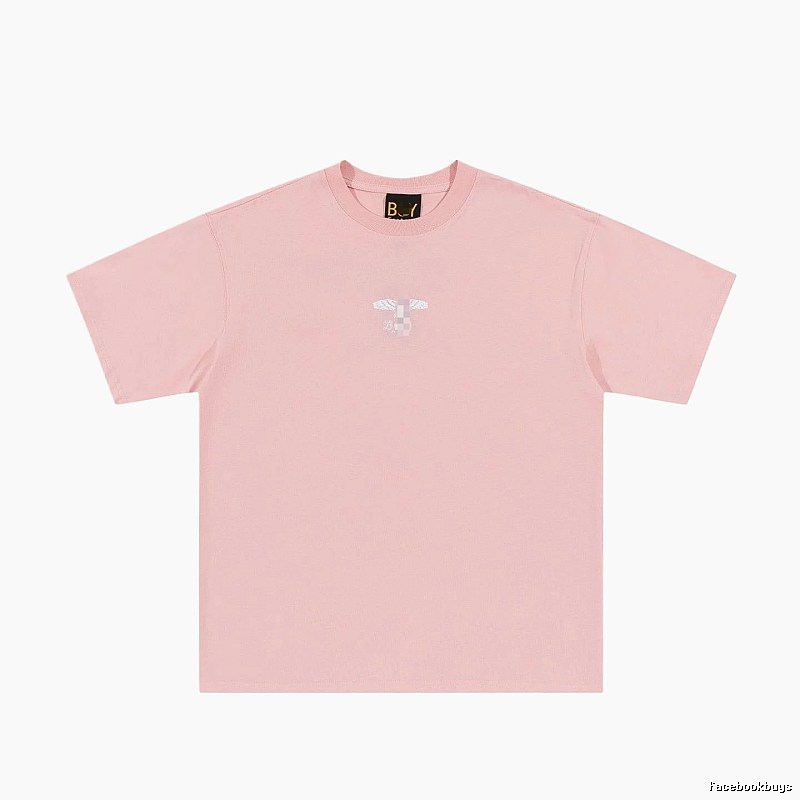 BOY Wing Print Street-style Pink Short Sleeve T-Shirt