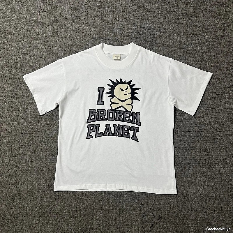 Broken Planet Classic Graphic T-shirt White Cotton Bold for Daily Styling