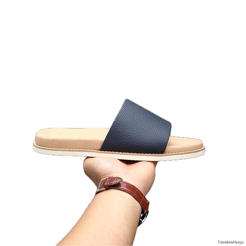 Brunello Cucinelli Minimalist Casual Navy Blue Slide Sandals