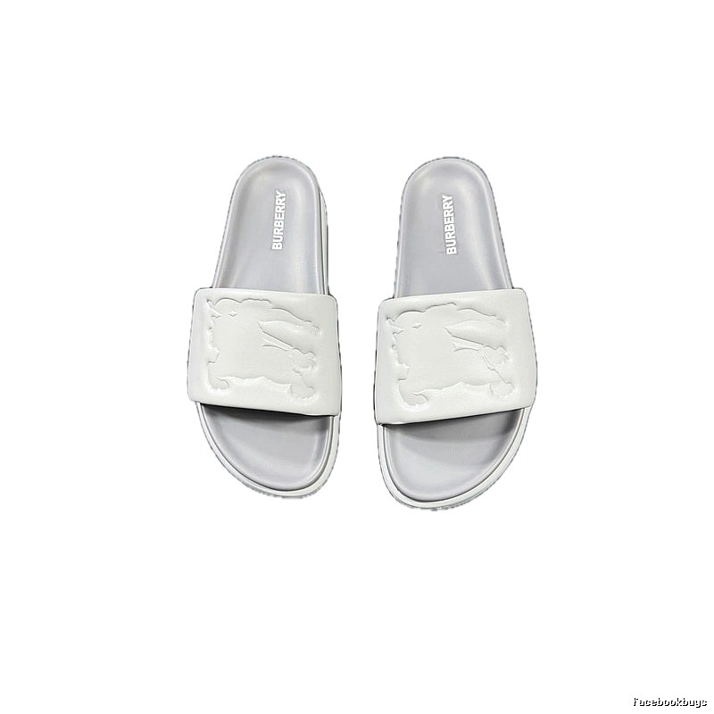 Burberry Equestrian Knight Light Luxury Style Light Grey Slides